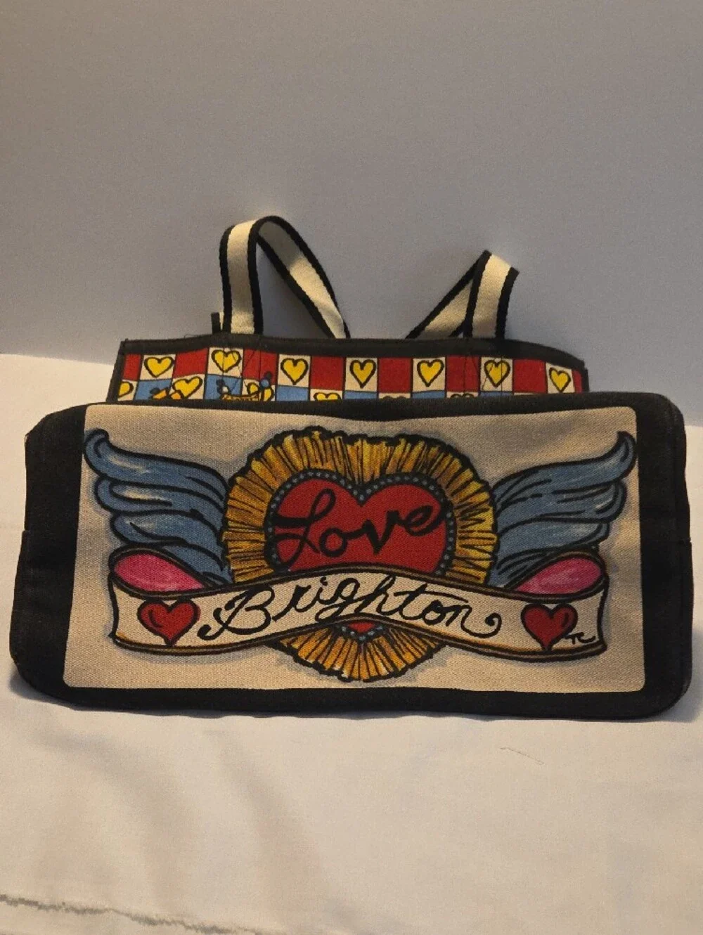 Brighton Canvas Queen Of Love Tote - Beige, Red, Blue & Yellow